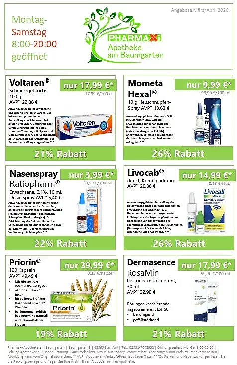 Aktuelle Angebote der Pharmaxi-Apotheke am Baumgarten