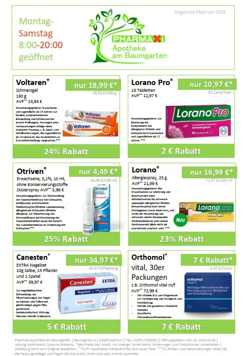 Aktuelle Angebote der Pharmaxi-Apotheke am Baumgarten